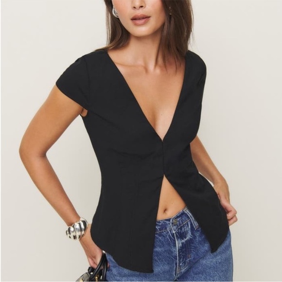 Reformation Caily Top Black 8 - Picture 1 of 6